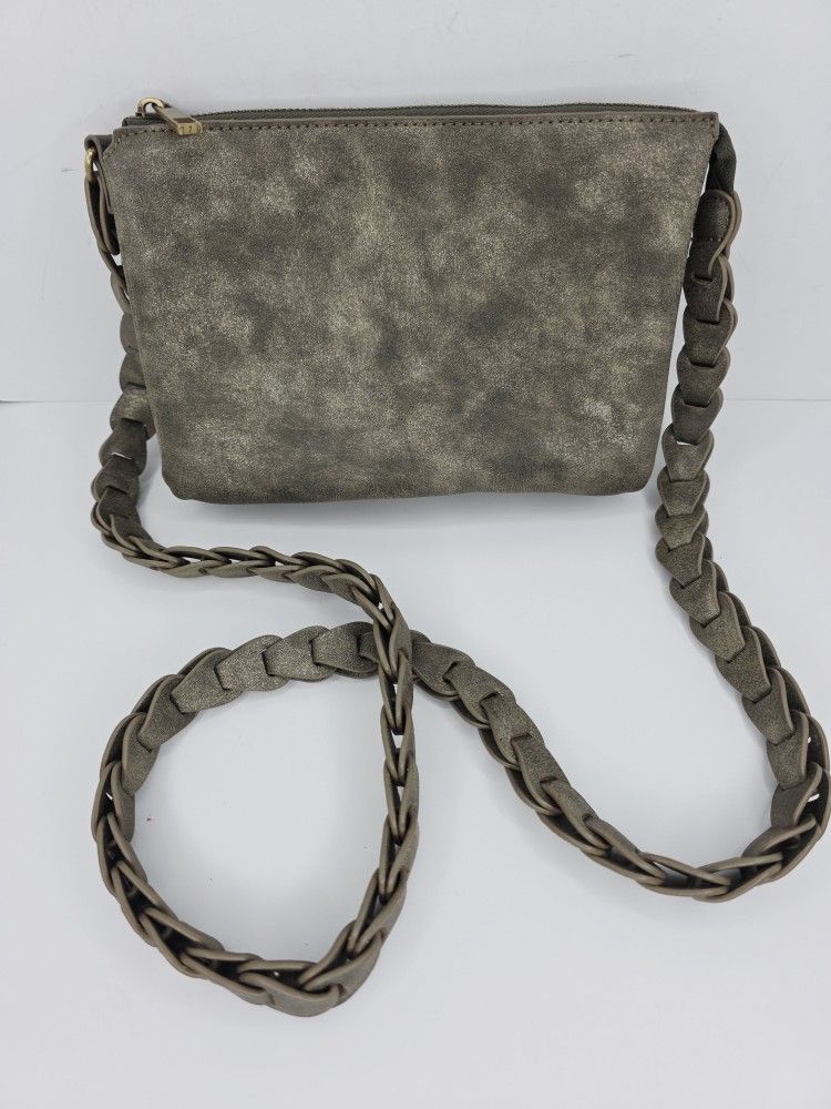 Olive Green ANTHROPOLOGIE Bag Purse Crossbody Braid Strap Boho Faux Leather