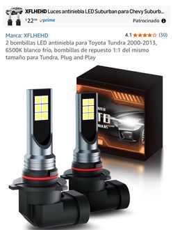 XFLHEHD LED Fog Light Bulbs 6500K for Toyota Tundra 2000-2013 2PCS