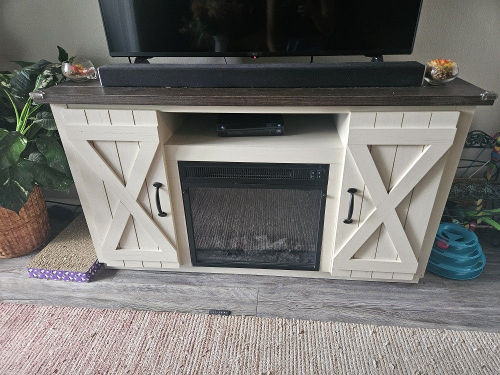 TV Stand w/ Fire Display Heater