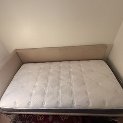 Pottery Barn Twin Upholstered Daybed w/ Mattress – Neutral Beige, Nailhead Trim, Great Condition