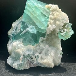 Green Fluorite Crystal Cluster On Matrix