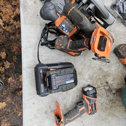 Ridgid 18 Volt Set Flashlight Circular Saw Impact 4.0 Battery 2.0 Battery And Charger Big Truck Prices Firm No Offers