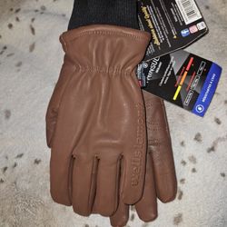 NWT Mens Large Wells Lamont Hydra Hyde Cold Weather Leather Gloves Brown 1224-L