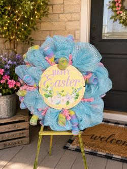 Happy Easter Deco Mesh Wreath