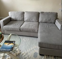 (Sold) Living Spaces Beige Modern Sectional Chaise Sofa