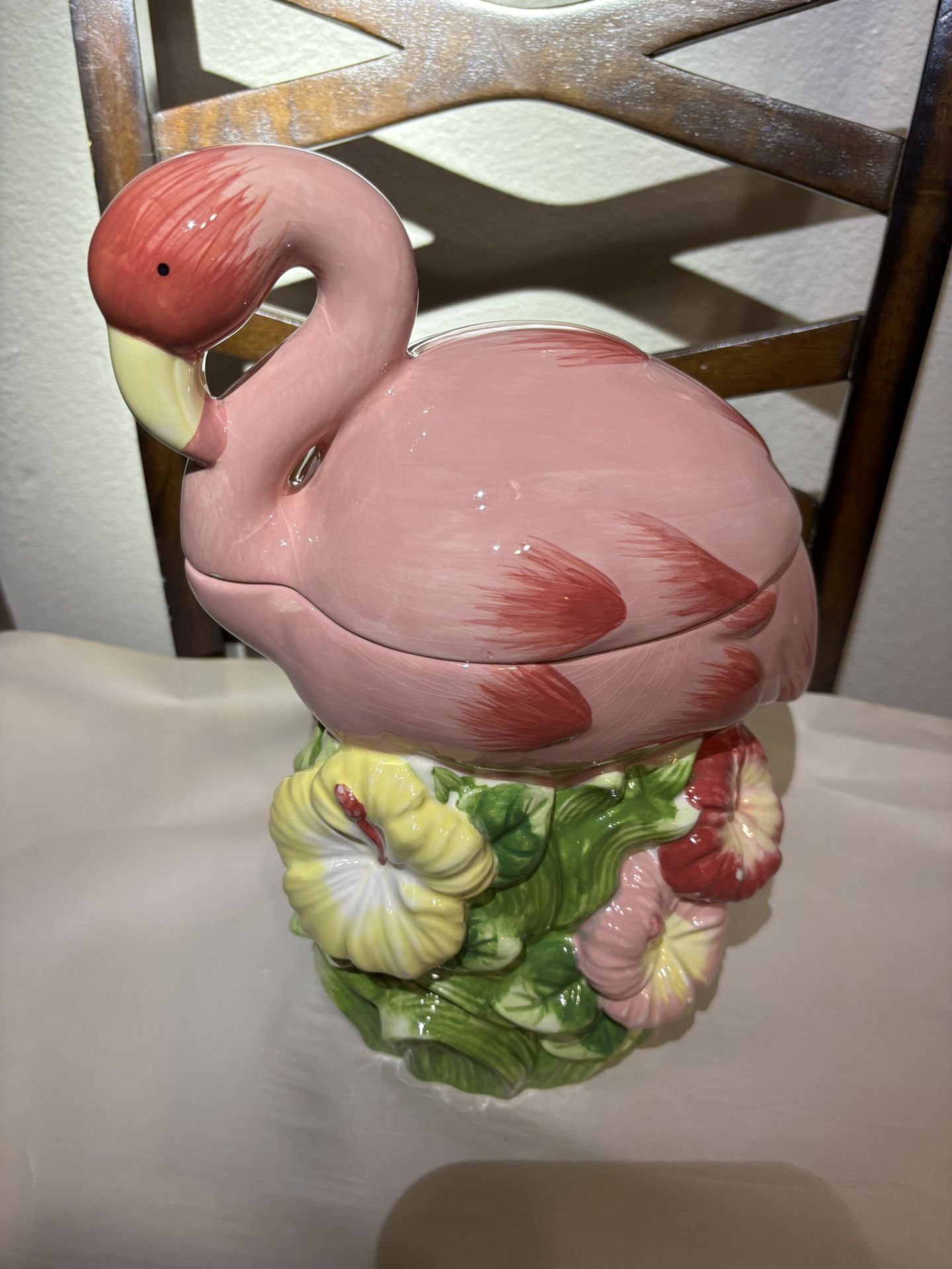 Vintage Pink Flamingo Cookie Jar