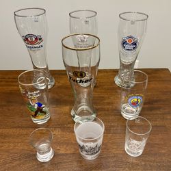 Collection of Vintage Authentic German Beer Glasses and Other Items