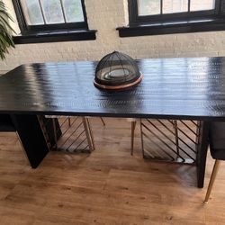 Oak Wood Black Table 