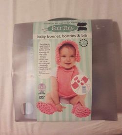 NEW baby bonnet, booties and bib knitting craft kit $10 FIRM