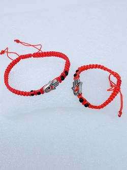 Mommy/ Daddy and me two Red bracelets Hamas hand