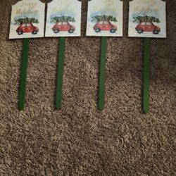 4  Yard Stakes Happy Holidays Decor 