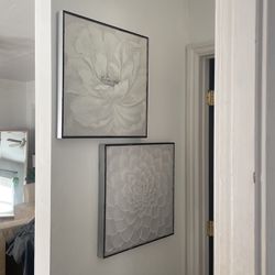 White And Silver Floral Canvas Prints