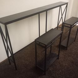 Tall Entryway Table and Two End Tables 