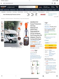 GEARGO RV Surge Protectors 50 Amp Waterproof, [2025 New Upgraded] RV Circuit Analyzer, Full Protection RV Adapter Plug for Camper(Orange)