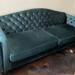 Teal Velvet Couch