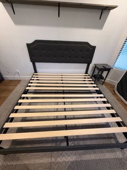 Tufted king bed frame
