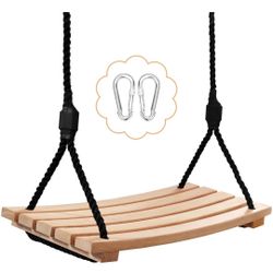 AAWINY Swing Seat Wooden Tree Swing Set for Kids Adult Wood Swings Seat for Backyard, Playground, Porch, Patio, Home, 18.9x7.9 INCH …