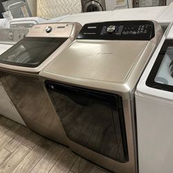 Samsung champagne washer and dryer set electric with warranty