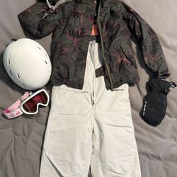 Kids Girls Snowboard Jacket Bibs Helmet Gloves