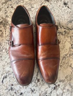 Brown Leather Double Monk Strap Dress Shoes
