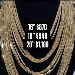 14K 2.2MM Franco  Chain  Yellow Gold. 