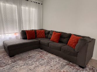 Gray L shaped sectional coach