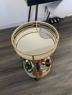 Gold Mirrored Bar Cart on Wheels