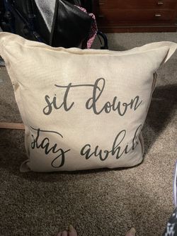 Down Filled Throw Pillow With Tags Read Keith Down Stay A While