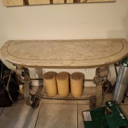 Demilune Console Table with Stone Top