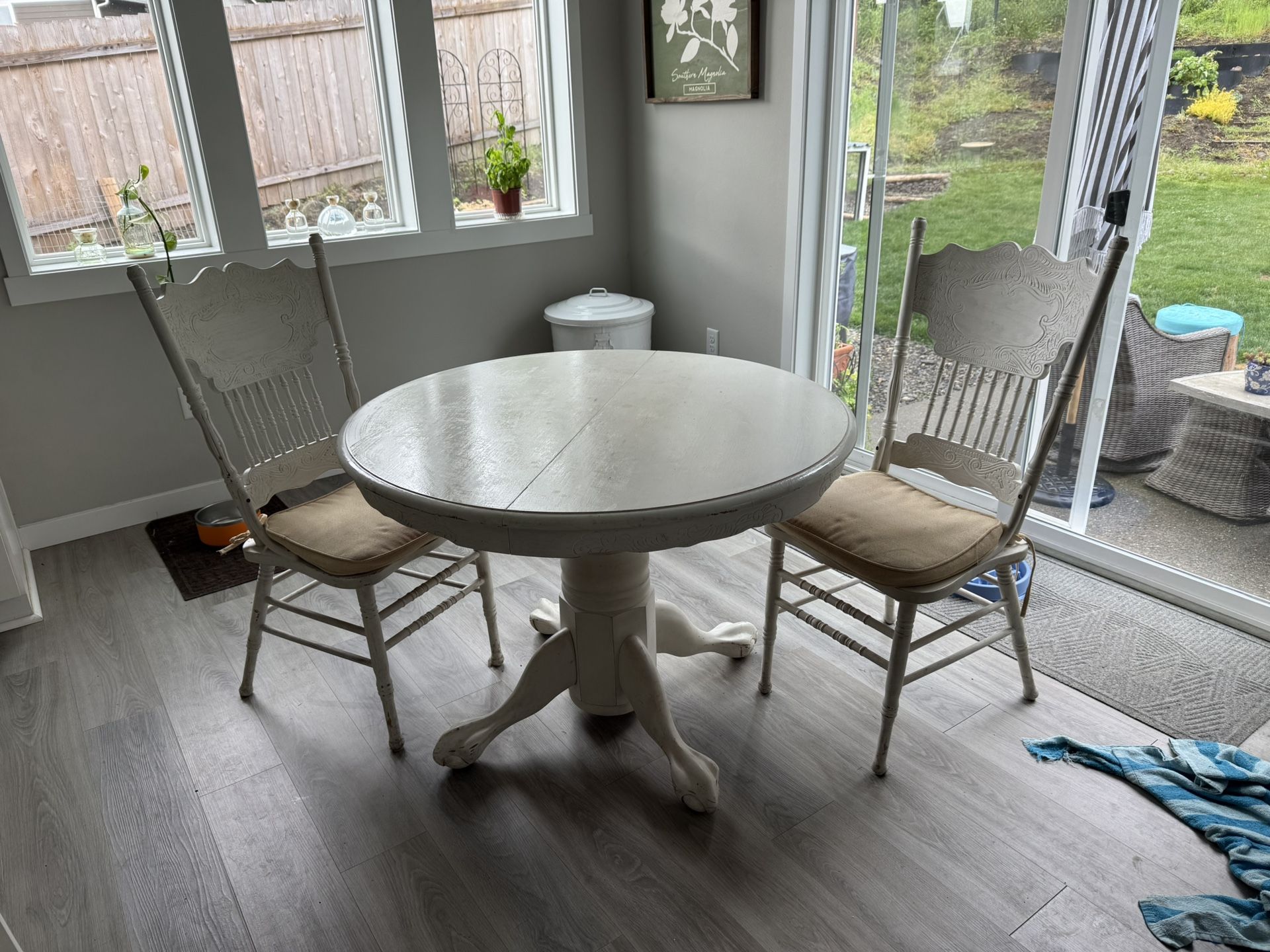 Solid Wood Round Table And 2 Chairs