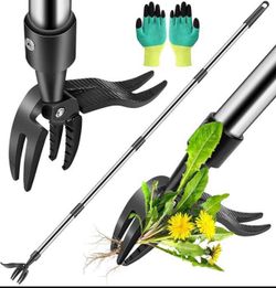 Stand Up Weed Puller Tool with Gloves