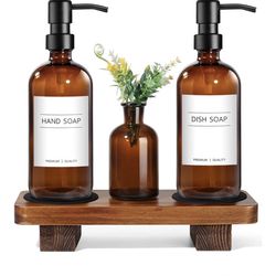 New glass Soap Dispenser With Labels 