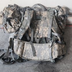 Military backpacks.