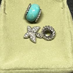 Judith Ripka Sterling Turquoise and Butterfly Set of 2 Charms New Original Pkg