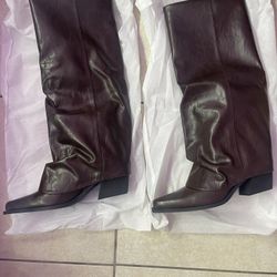 Brown Knee High Shark Boots Size 11 