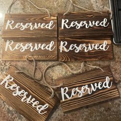 6 Wooden Reserved Wedding Party Signs