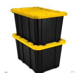 27gal Heavy Duty Storage Tote Black with Yellow Lid