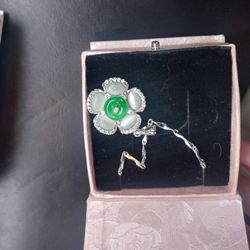 Gold Plated Jade Flower Necklace 
