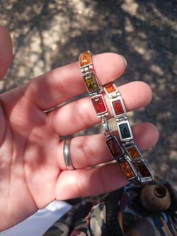 Vintage-style hinged link bracelet real 925