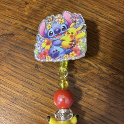 Stitch And Pikachu Badge Reel