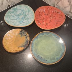 Set Of 4 Handmade Pottery Plates 