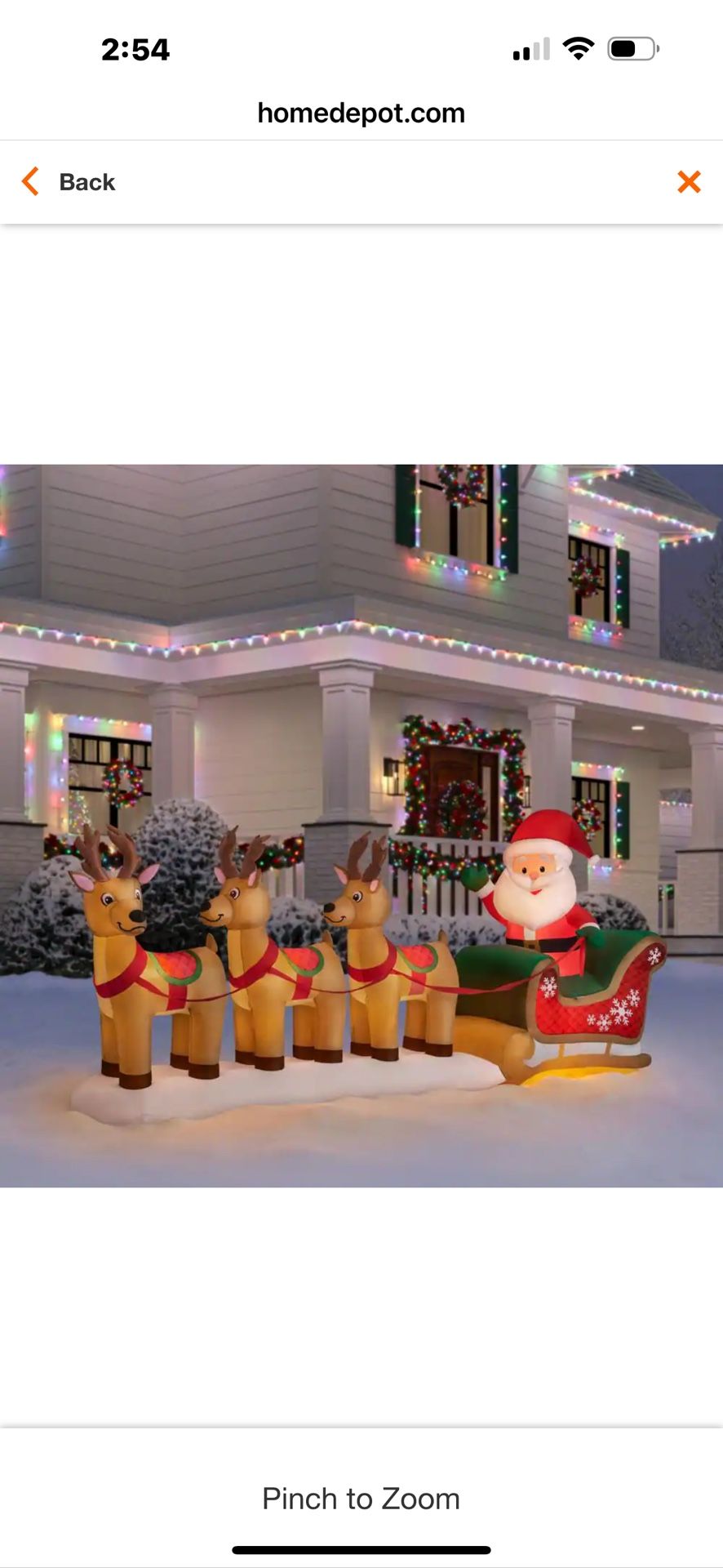 Holiday Outdoor Yard Decor Santa Sleigh Inflatable Set