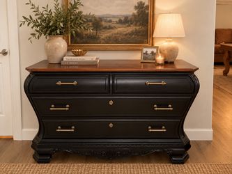 Black Bombe Dresser with Wood Top