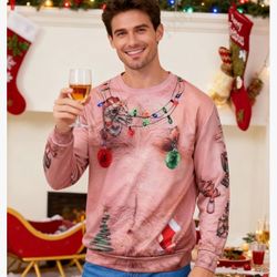Ugly Christmas Crewneck Sweatshirt Novelty 3D Graphic Long Sleeve Sweater Shirt