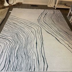 RUGGABLE Modern  & Minimalistic  8x10 area rug bone white & green Washable**