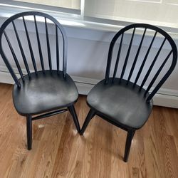 Two Solid Wood Black Chairs