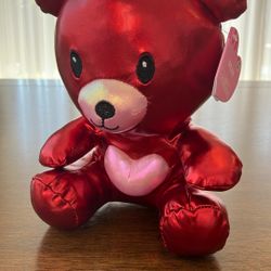 New ❤️ Sleek & Shiny: Metallic Crimson Valentine’s Bear (7”)