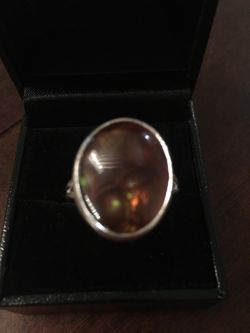 Silver ring with real gem ágata of fire size 10 new gorgeous