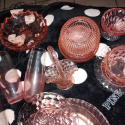 Pink Vintage Dishes And Bowls Variety 