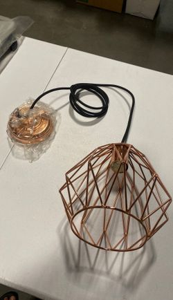 Copper Metal Pendant Lamp Geometric Teardrop Shape Industrial Cage Ceiling Light with bulb